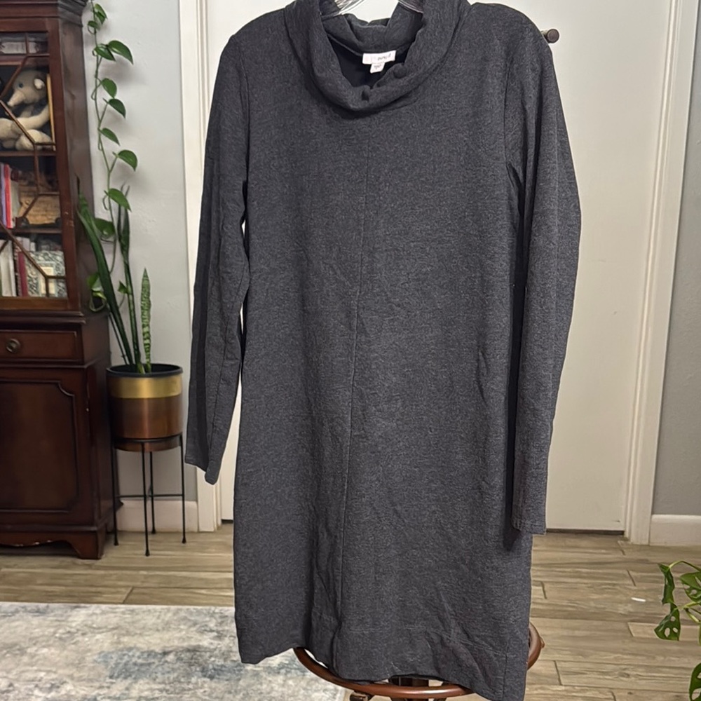 J. Jill Gray Tunic with Cowl Neck Long Sleeves and Boxy Relaxed Fit